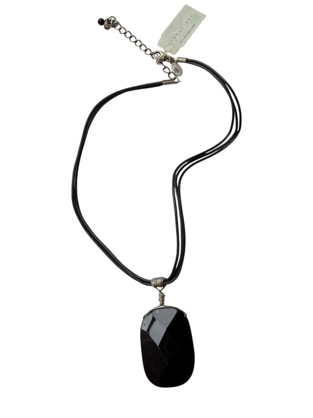Lydell NYC Black Semi-Precious Pendant Necklace Adjustable Cord
